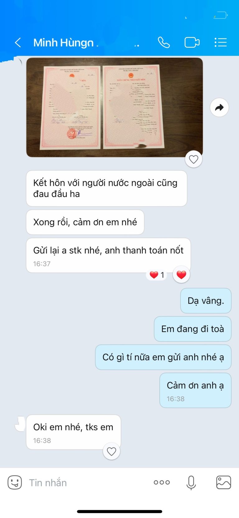 Đăng lí kết hôn với người nước ngoài